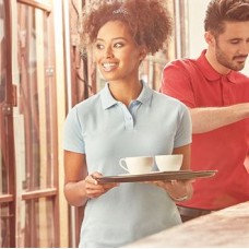 J539F Women's classic poly-cotton polo Busch/ VFE logo