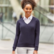 J710F Ladies V Neck Jumper Sizes Busch/ VFE logo